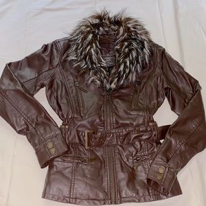 Joujou girls leather like coat Large